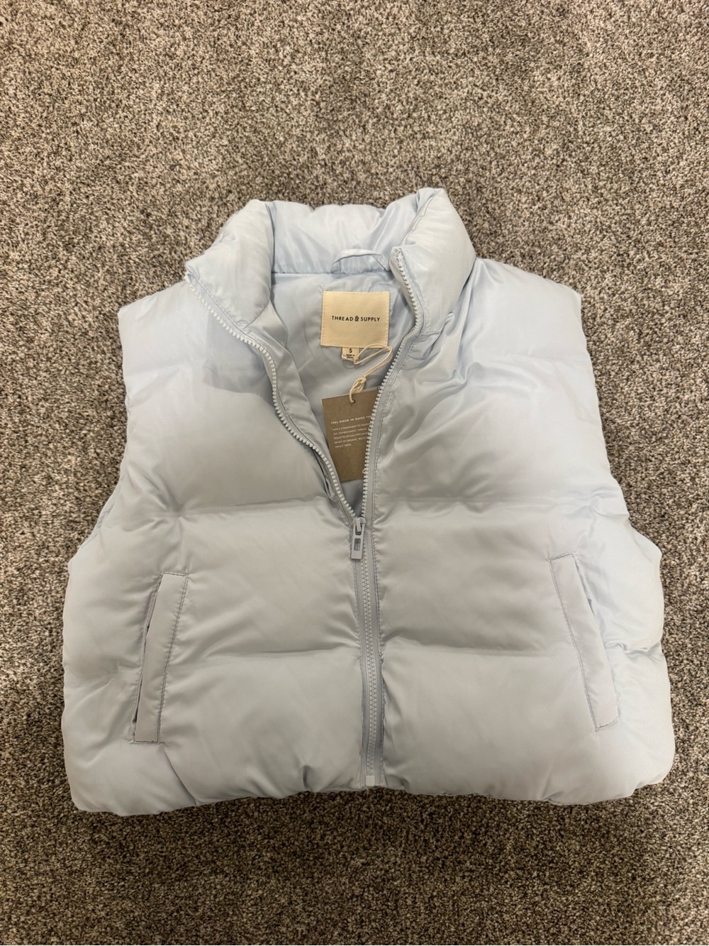 Thread & Supply Pale Blue Quilted Puffer Vest